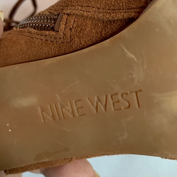 Nine West Brown Leather Lace Up Heels with a Zipper! - Picture 10 of 11